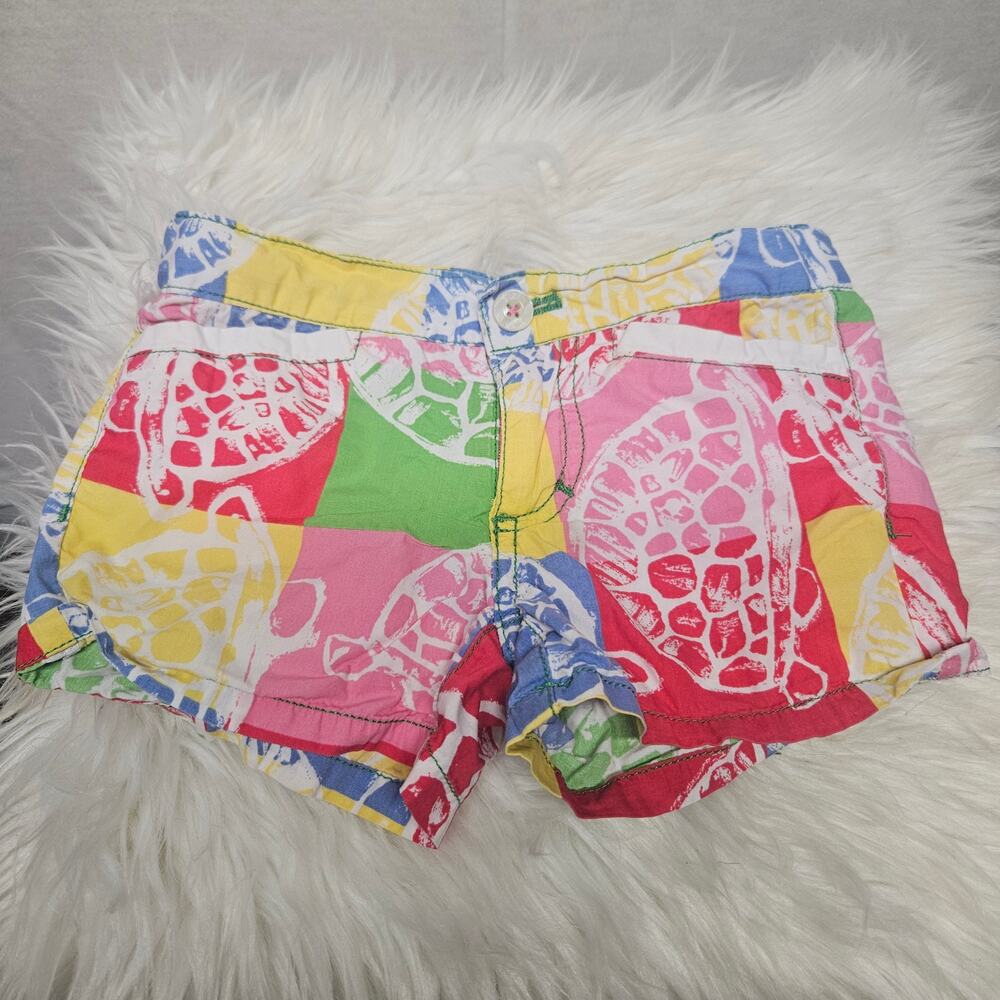 Lilly Pulitzer Girls Myrtle Turtle Shorts Multicolor Bright Size 3